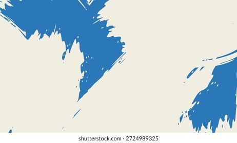 Fondo de Anuncio de trazo de pincel azul diagonal dinámico. Textura de trazo de pincel granulado de Vector dibujado a mano. Plantilla vintage del borde dañado de la angustia con squiggle o frotis llamativos abstractos expresivos. 