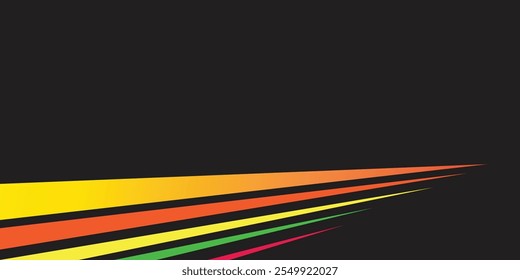 Linhas de gradiente diagonal dinâmicas em cores quentes em um plano de fundo preto elegante.