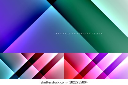 Dynamic diagonal lines abstract background set. Modern trendy techno templates with shadow lines on fluid gradients. Vector wallpaper designs