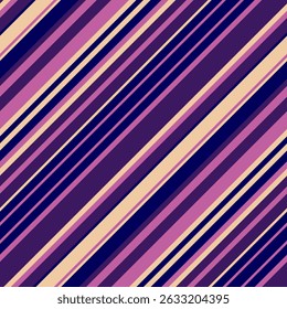 Las rayas diagonales dinámicas en tonos de púrpura, rosa y crema crean un patrón vibrante y moderno.