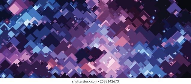 Dynamic Digital Art with Interlocking Squares in Pastel and Dark Hues