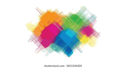 Dynamic digital artwork featuring vibrant geometric shapes and bold brushstrokes in vivid colors, perfect for modern design projects.