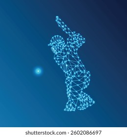 
A dynamic digital illustration of a cricket player in action 