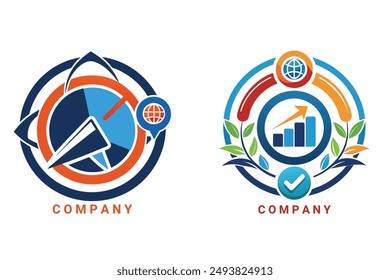 Dynamic digital marketing logo vector. Customizable for any agency. High quality for print and digital. Perfect for branding.