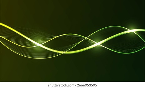 Onda digital dinâmica com luzes de neon vibrantes. Este gráfico futurista ilustra um fluxo de dados suave e um movimento tecnológico.