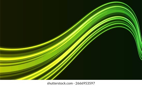 Onda digital dinámica con vibrantes luces de neón. Este gráfico futurista ilustra el flujo de datos suave y el movimiento tecnológico.
