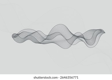 Dynamic digital waves forming an abstract flow in a futuristic style on a soft gradient background