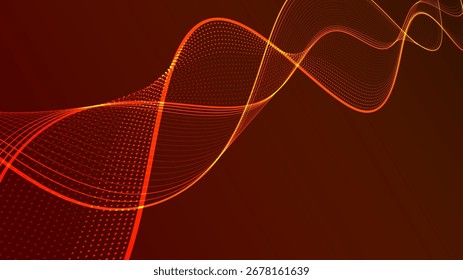 Ondas digitais dinâmicas com linhas vibrantes e brilhantes. Este gráfico futurista abstrato ilustra o fluxo de dados suave e os conceitos tecnológicos.