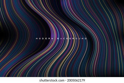 Dynamic dimension layers with gold, blue and purple line background