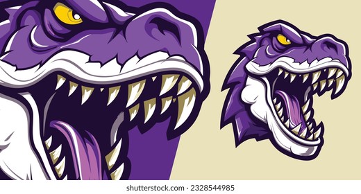 Logo Dinosaurio dinámico: Ilustración agresiva para equipos deportivos y deportivos, emblemas e impresiones - Roar con estilo!