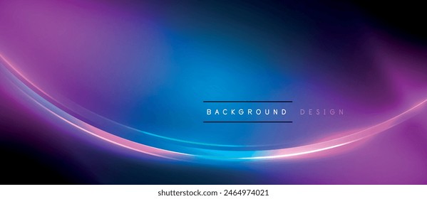 A dynamic display of a blue and purple glowing wave set against a dark background, creating a striking visual effect