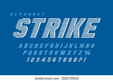 Diseño dinámico de letras de visualización, alfabeto, números. Caracteres vectores. Ropa de 20 grados