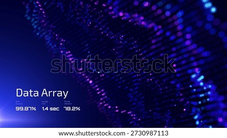 Dynamic distorted surface of blue-purple particles visualizing volatile crypto markets, blockchain ledgers, and DeFi transaction flows for fintech websites and NFT platform backgrounds.