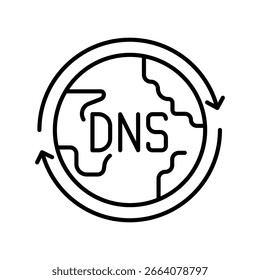 ícone da linha preta do serviço dns dinâmico. Elemento isolado do vetor.Traço editável