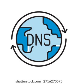 dynamic dns service black line icon. Vector isolated element.Editable stroke