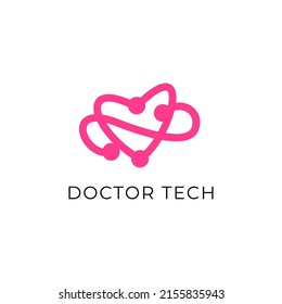 logotipo dinámico de doctores de tecnología plana