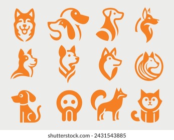 Dynamic Dog Logos: Vector EPS Collection for Vibrant Branding