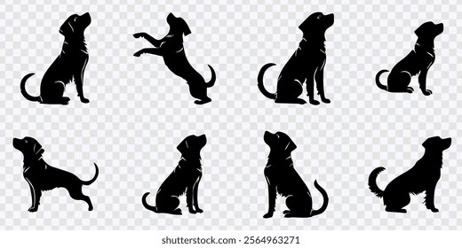 Dynamic Dog Silhouettes in Various Poses on White Background