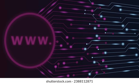 Dynamic domain illustration background, showcasing a digital landscape with domain icons and interconnected elements. This composition conveys a sense of online presence and connectivity.