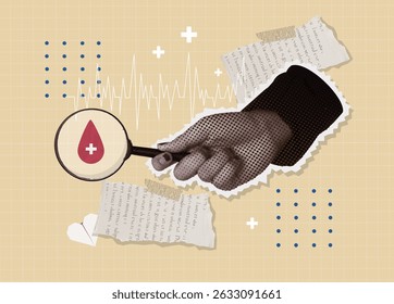 Un collage de donación dinámico que explora la salud de la sangre y temas relacionados con la atención médica a través de Elementos y diseños gráficos únicos.