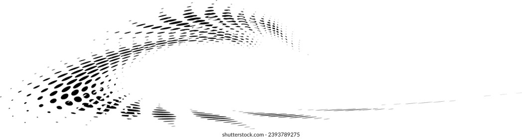 Dynamic dotted frame with whitened teardrop-shaped radial swirling rays. Vector. For logos, trademarks, emblems. Space for copying text.