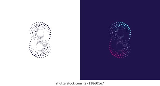 Concepto de logotipo dinámico punteado número 8