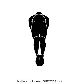 A dynamic downward view captures a lone athlete's powerful dive symbolizing determination and athletic pursuit. Ideal for sports marketing or motivational design.
