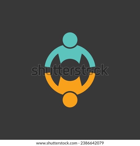 Dynamic Duo: A Captivating Icon of Teamwork and Collaboration, Depicting Two Individuals in a Circular Formation, Symbolizing Unity and Cooperation