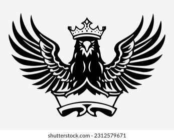 Dynamische Adler Logo Design Illustration, die Macht und Vision repräsentiert. Ideal für Marken, die von Unternehmen, Führungskräften und der Natur inspiriert wurden. Starkes und auffälliges Auge.