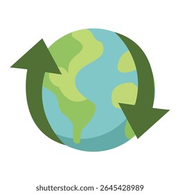 Dynamic Earth Globe Symbol Encircling Global Recycling Arrows, Illustrating Worldwide Environmental Sustainability and Resource Management Efforts