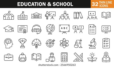 "Dynamic Education and School Icon for Learning, Academics, and Classroom-Themed Designs"