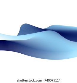  Dynamic effect. 3d wavy background.. Abstract vector illustration. Template of design. Contemporary design. Color transitions