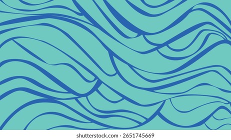 Dynamic electric blue line art on teal background, mimicking abstract underwater currents and creative movement