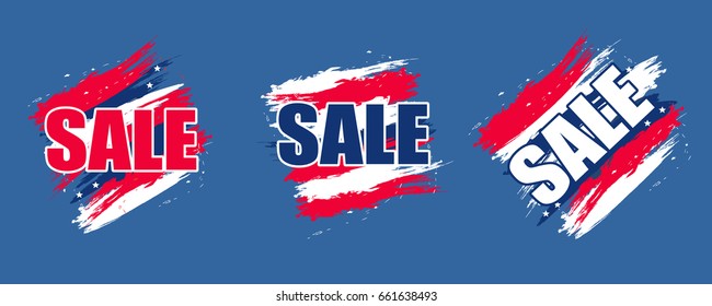 The dynamic elements of the design for sale to the USA independence Day on 4 July. Set. Vector illustration.