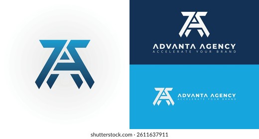 The dynamic emblem features the intertwined initials AA, creating a bold geometric design tailored for the Marketing and Advertising sector. The logo symbolizes forward movement and strategic reach
