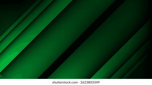 Fundo geométrico dinâmico esmeralda verde abstrato com linhas diagonais e sombras de gradiente, perfeito para apresentações modernas e projetos de design digital