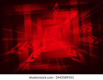 Dynamic, energetic bright red background with arrows.