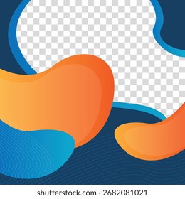 A dynamic and energetic graphic template with a transparent dark blue background
