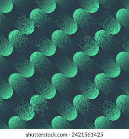 Dynamic Energetic Tilted Structure Seamless Pattern Trend Vector Turquoise Abstract Background. Half Tone Art Illustration for Textile Print. Loopable Graphical Abstraction Wallpaper Dot Work Texture