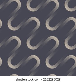 Dynamic Energetic Wavy Linear Structure Seamless Pattern Vector Abstract Background. Old Fashioned Retro Style Textile Design Repetitive Pale Grey Wallpaper. Half Tone Art Endless Graphic Illustration