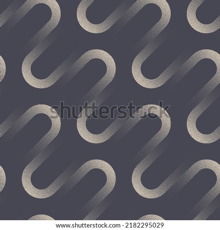 Dynamic Energetic Wavy Linear Structure Seamless Pattern Vector Abstract Background. Old Fashioned Retro Style Textile Design Repetitive Pale Grey Wallpaper. Half Tone Art Endless Graphic Illustration