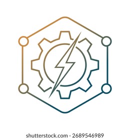 Símbolo de solución de energía dinámica, innovación de tecnología moderna, icono de generación de energía, concepto eléctrico limpio
