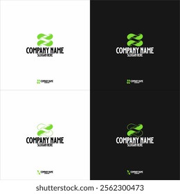 Dynamic and environmentally friendly shape. The color green symbolizes freshness, growth and sustainability. The wavy pattern gives a sense of innovation and connectivity.