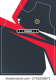 Plantilla dinámica del jersey de los deportes electrónicos con diseño rojo y gris Abstractas