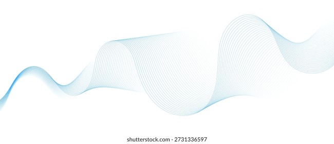 Onda azul claro dinámica y etérea que crea un flujo suave y abstracto sobre un fondo blanco limpio, ideal para el diseño digital, los conceptos tecnológicos y los elegantes fondos gráficos
