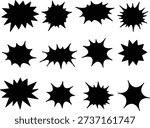 Dynamic explosion and energy burst shapes vector set Illustration.
