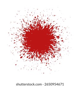 A dynamic explosion of red paint radiates outward in a chaotic yet captivating burst, resembling both energy and impact. Ideal for expressive or dramatic design use.