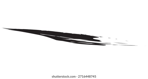 A dynamic and expressive black paint stroke, resembling a brush texture, is captured against a clean white background, creating a minimalist yet impactful visual.