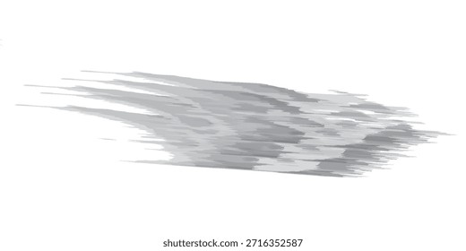 Un trazo de pintura gris dinámico y expresivo, aislado sobre un fondo blanco limpio, mostrando un efecto de pincelada texturizado y artístico.