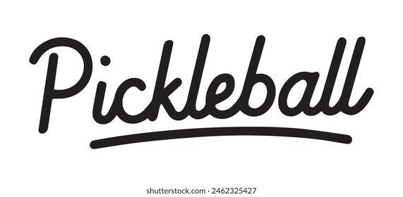 Dynamic and eye-catching handwritten font for Pickleball. Suitable for logos, advertising, t-shirt design, sweatshirts, accessories, stickers, etc.  Vector illustration